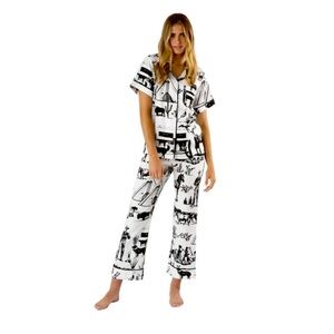 Katie Kime MARFA TOILE PAJAMA PANTS black and white in size medium